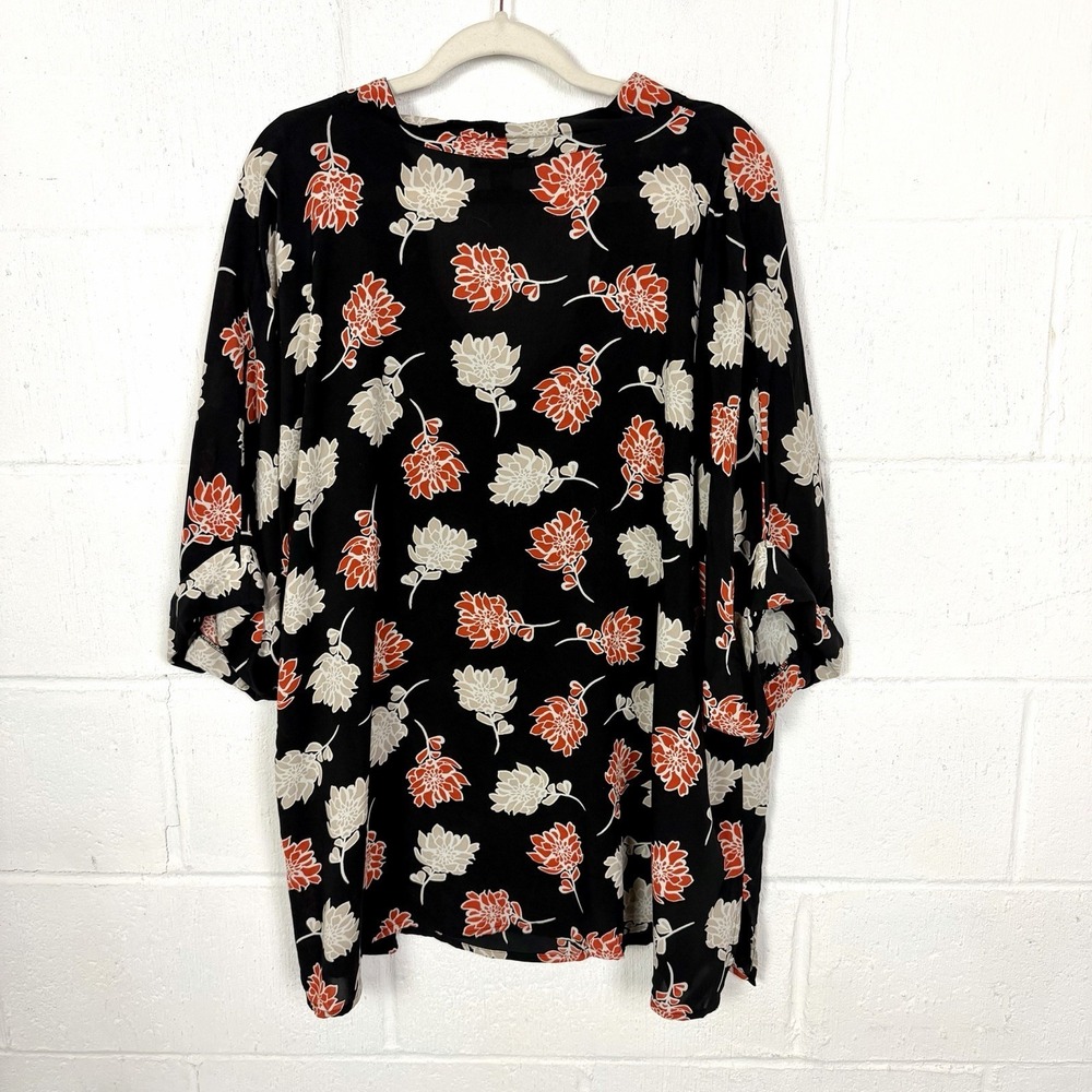 Calvin Klein Popover Tunic Top Floral V-Neck Flowy Colorful Plus Size Office 3X - Picture 8 of 12